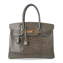 Load image into Gallery viewer, Birkin HSS 30 Bag Gris Tourterelle / Blue Sapphire Porosus Crocodile Limited Edition