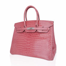 Load image into Gallery viewer, Birkin 35 Rose Indien Porosus Crocodile Bag – Rare Retired Color