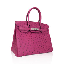 Load image into Gallery viewer, Birkin 30 Bag Rose Pourpre Ostrich with Palladium Hardware