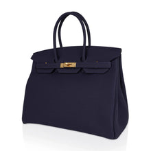 Load image into Gallery viewer, Birkin 35 Bag Blue Nuit Gold Hardware Togo Leather