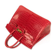 Load image into Gallery viewer, Birkin 25 Bag Red Braise Porosus Crocodile Gold Hardware Lipstick Red