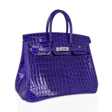 Load image into Gallery viewer, Birkin 25 Bag Blue Electric Crocodile Vivid Jewel Palladium Hardware
