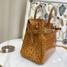 Load image into Gallery viewer, Birkin Shiny Niloticus Crocodile Cowhide Leather Gold Hardware