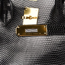 Load image into Gallery viewer, Birkin 30 Bag Jet Black Lizard Gold Hardware