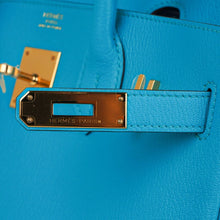 Load image into Gallery viewer, Birkin 30 Bleu Aztec Bag Chevre Leather with Gold Hardware
