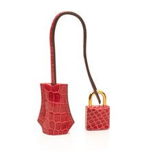 Load image into Gallery viewer, Birkin 25 Bag Red Braise Porosus Crocodile Gold Hardware Lipstick Red