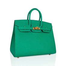 Load image into Gallery viewer, Birkin Sellier 25 Bag Vert Jade Epsom Leather with Gold Hardware