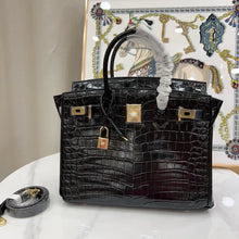 Load image into Gallery viewer, Birkin Bag, Crocodile-Grain Top-Grain Cowhide Leather, In-Seam Gold Hardware