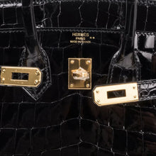 Load image into Gallery viewer, Birkin 25 Bag Black Crocodile Lisse Gold Hardware