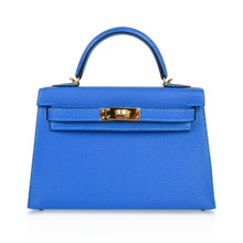 Load image into Gallery viewer, Kelly 20 Mini Sellier Bag Blue Hydra Chevre Leather Gold Hardware