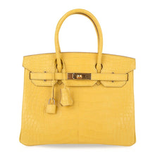 Load image into Gallery viewer, Birkin 30 Bag Mimosa Matte Alligator Gold Hardware