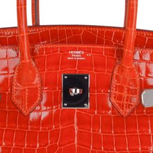 Load image into Gallery viewer, Birkin 30 Bag Orange Crocodile with Palladium Hardware