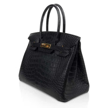 Load image into Gallery viewer, Birkin 30 Bag Black Matte Alligator Gold Hardware