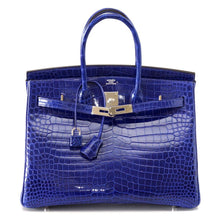 Load image into Gallery viewer, Birkin 35 Bag Vivid Electric Blue Porosus Crocodile Palladium