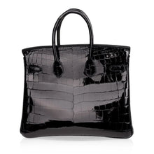 Load image into Gallery viewer, Birkin 25 Bag Black Crocodile Lisse Gold Hardware