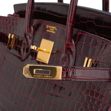 Load image into Gallery viewer, Special Order HSS Birkin 35 Bag Bordeaux Porosus Crocodile with Gold Hardware