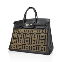 Load image into Gallery viewer, Limited Edition Vintage Horizons Birkin 40 Black Box Leather with Gold Embroidered Toile