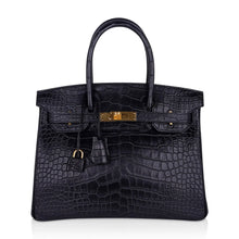 Load image into Gallery viewer, Birkin 30 Matte Alligator Black Bag Gold Hardware