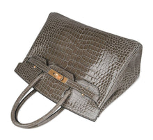 Load image into Gallery viewer, Birkin HSS 30 Bag Gris Tourterelle / Blue Sapphire Porosus Crocodile Limited Edition