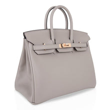 Load image into Gallery viewer, Birkin 25 Bag Gris Asphalte Novillo Leather Gold Hardware