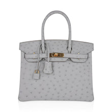 Load image into Gallery viewer, Birkin 30 Bag Gris Perle Ostrich with Gold Hardware