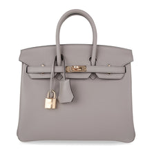 Load image into Gallery viewer, Birkin 25 Bag Gris Asphalte Novillo Leather Gold Hardware
