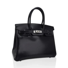 Load image into Gallery viewer, Birkin 30 Black Box Leather Bag Palladium Hardware