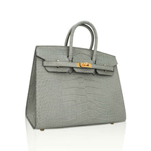 Load image into Gallery viewer, Birkin 25 Bag Gris Ciment Matte Alligator with Gold Hardware