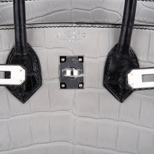 Load image into Gallery viewer, Birkin 25 HSS Bag Gris Perle / Black Matte Alligator Palladium Hardware
