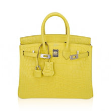 Load image into Gallery viewer, Birkin 25 Bag Lime Matte Alligator with Palladium Hardware