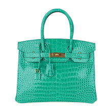 Load image into Gallery viewer, Birkin 30 Bag Jade Porosus Crocodile Gold Hardware