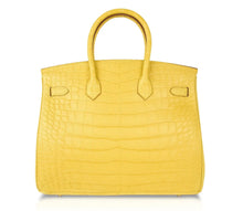 Load image into Gallery viewer, Birkin 35 Bag Matte Alligator Mimosa Gold Hardware Crazy Fabulous