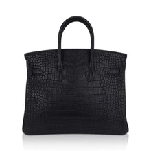 Load image into Gallery viewer, Birkin 25 Bag Black Matte Alligator with Gold Hardware