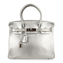 Load image into Gallery viewer, Limited Edition Birkin 30 Bag Silver Metallic Chevre Leather with Palladium Hardware
