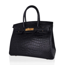 Load image into Gallery viewer, Birkin 30 Matte Alligator Black Bag Gold Hardware