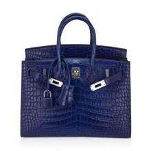 Load image into Gallery viewer, Limited Edition Birkin 25 Bag Sellier Indigo Aizome Porosus Crocodile with Palladium Hardware