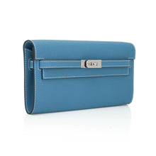 Load image into Gallery viewer, Kelly Classique To Go Wallet New Blue Jean Epsom with Palladium Hardware