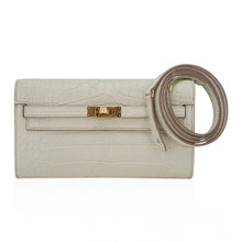 Load image into Gallery viewer, Kelly Classique To Go Wallet Beton Matte Alligator Gold Hardware