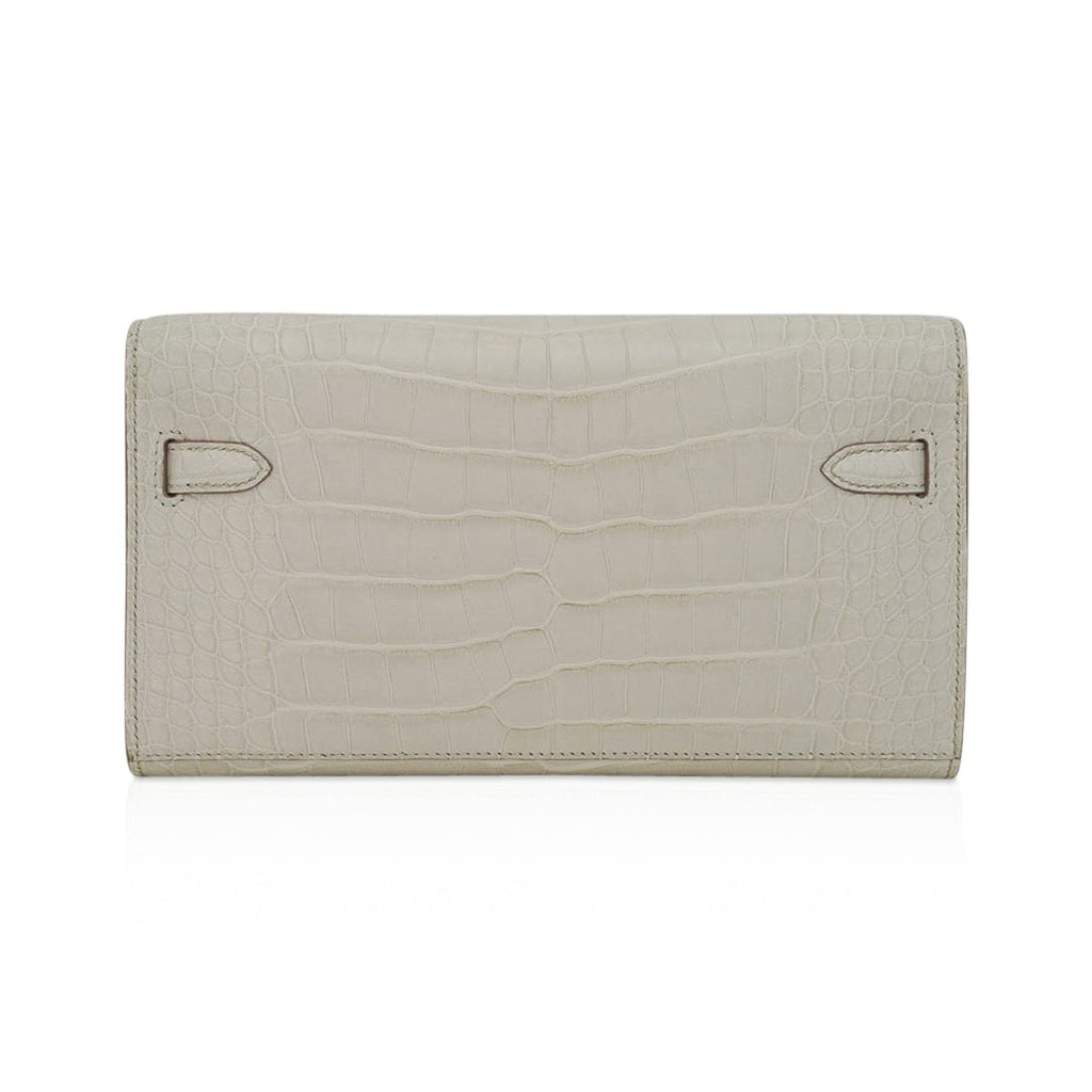 Kelly Classique To Go Wallet Beton Matte Alligator Gold Hardware