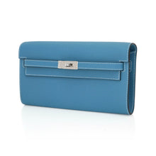 Load image into Gallery viewer, Kelly Classique To Go Wallet New Blue Jean Epsom with Palladium Hardware