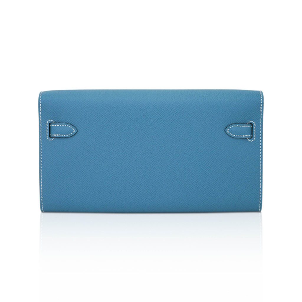 Kelly Classique To Go Wallet New Blue Jean Epsom with Palladium Hardware