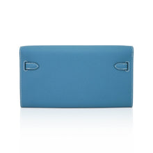 Load image into Gallery viewer, Kelly Classique To Go Wallet New Blue Jean Epsom with Palladium Hardware
