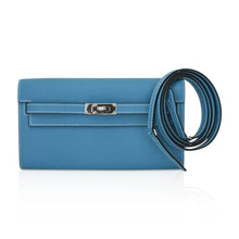 Load image into Gallery viewer, Kelly Classique To Go Wallet New Blue Jean Epsom with Palladium Hardware