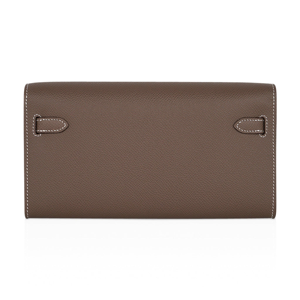Kelly Classique To Go Wallet Etoupe Epsom Palladium Hardware New w/Box