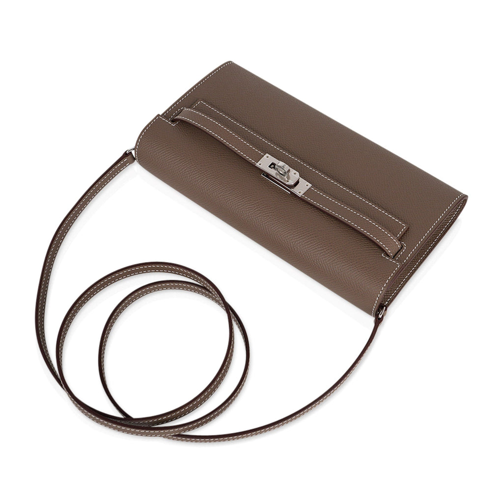 Kelly Classique To Go Wallet Etoupe Epsom Palladium Hardware New w/Box