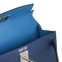 Load image into Gallery viewer, Special Order HSS Verso Mini Kelly 20 Sellier Bag Deep Bleu &amp; Bleu Izmir Epsom Leather with Palladium Hardware