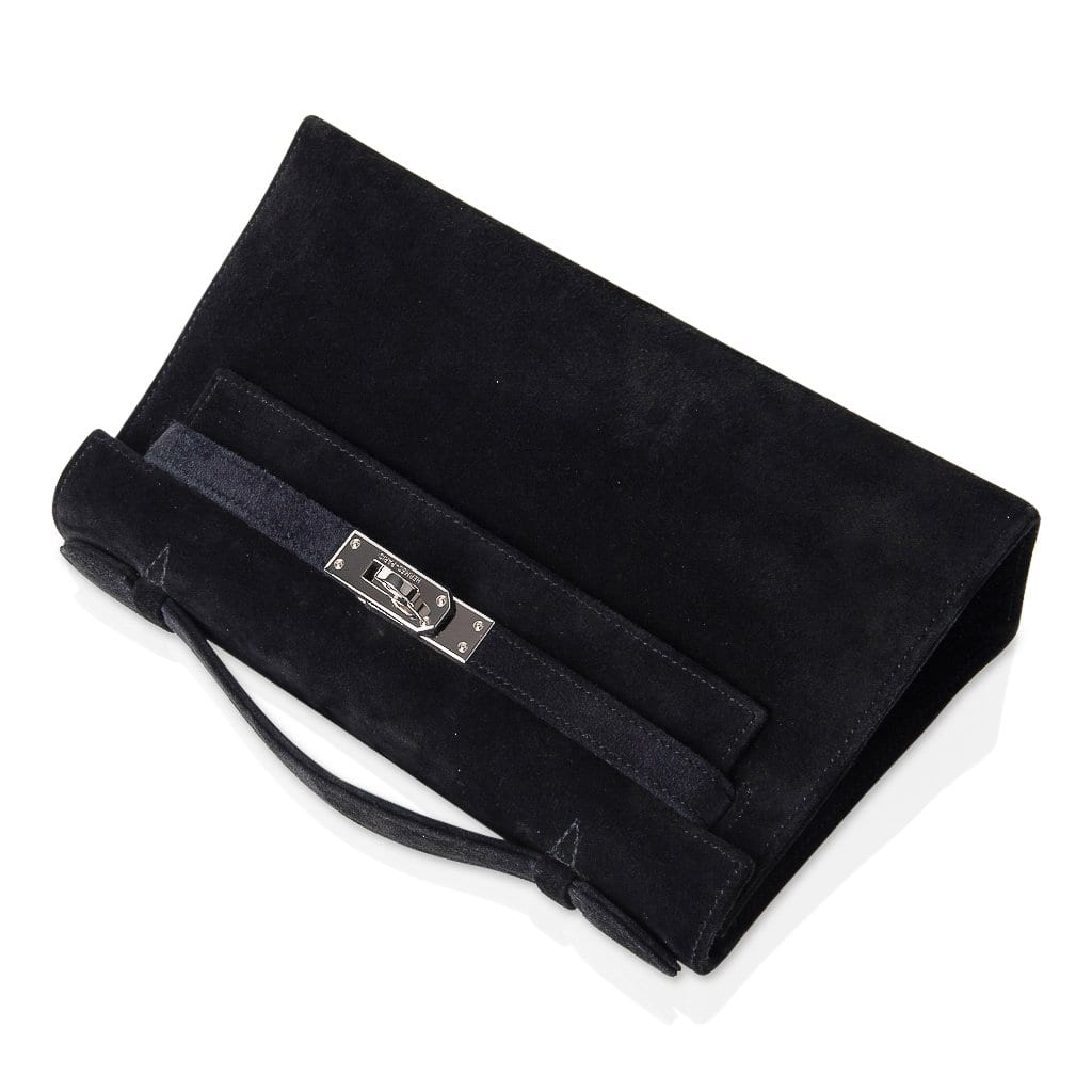 Kelly Pochette Black Doblis Suede Palladium