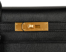 Load image into Gallery viewer, Kelly HSS 28 Bag Sellier Black Chevre Vermillion Interior Brushed Gold