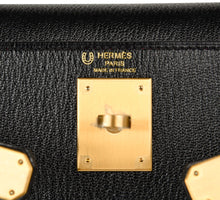Load image into Gallery viewer, Kelly HSS 28 Bag Sellier Black Chevre Vermillion Interior Brushed Gold