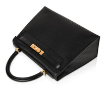 Load image into Gallery viewer, Kelly HSS 28 Bag Sellier Black Chevre Vermillion Interior Brushed Gold